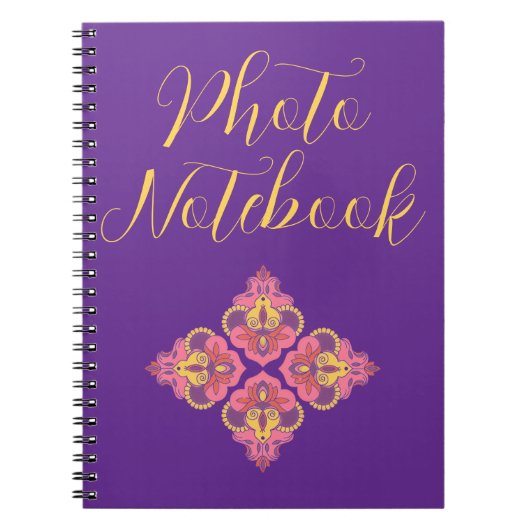 Flowers on Purple Spiral Photo Notebook Notitieboek (Voorkant)