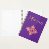 Flowers on Purple Spiral Photo Notebook Planner (Display)