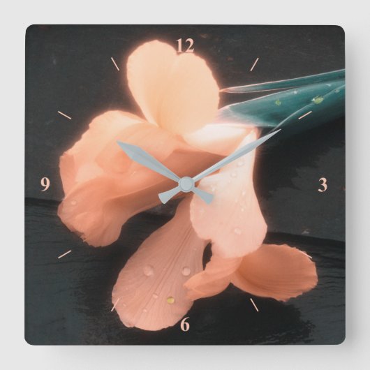 Flowers on Slate, versie 4 Vierkante Klok (Voorkant)