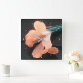 Flowers on Slate, versie 4 Vierkante Klok (Huis)