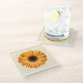 Flowers Orange Gerbera Glazen Onderzetter (Schuin)