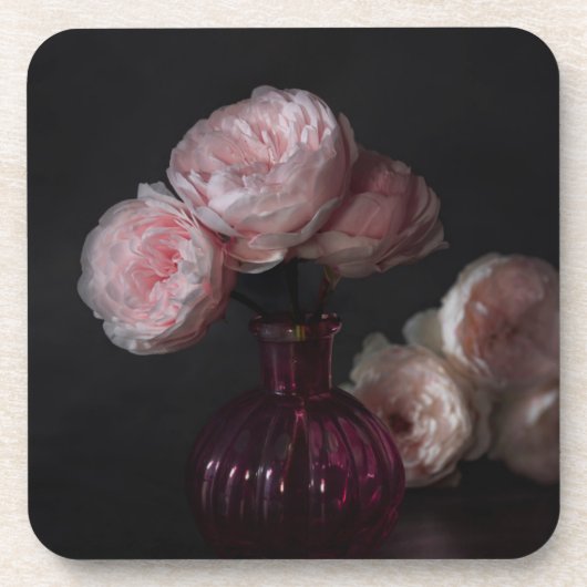 Flowers Pale Pink Peonies in Vase Bier Onderzetter (Voorkant)