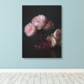 Flowers Pale Pink Peonies in Vase Canvas Afdruk (Insitu (Houten vloer))