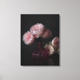 Flowers Pale Pink Peonies in Vase Canvas Afdruk