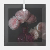 Flowers Pale Pink Peonies in Vase Glas Ornament (Voorkant)