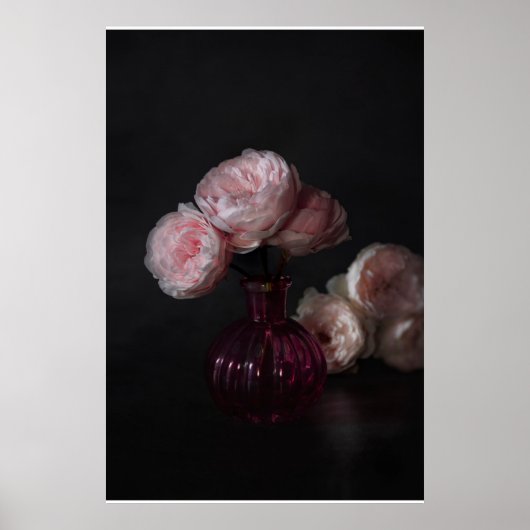 Flowers | Pale Pink Peonies in Vase Poster (Voorkant)