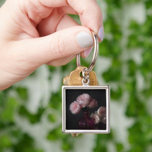 Flowers Pale Pink Peonies in Vase Sleutelhanger (Hand)