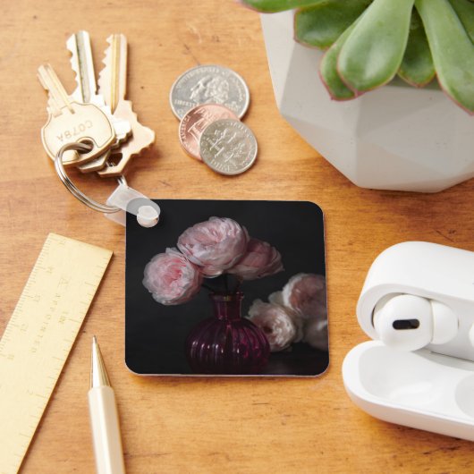 Flowers Pale Pink Peonies in Vase Sleutelhanger (Bureau)