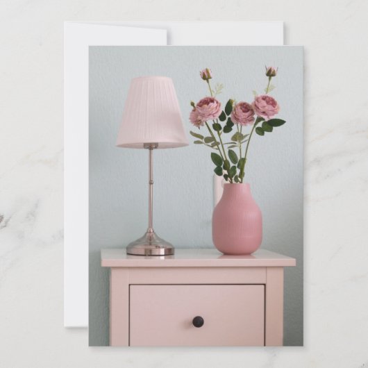 Flowers | Pale Pink Roses on Nightstand Bedankkaart (Voorkant)