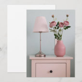 Flowers | Pale Pink Roses on Nightstand Bedankkaart (Voorkant / Achterkant)