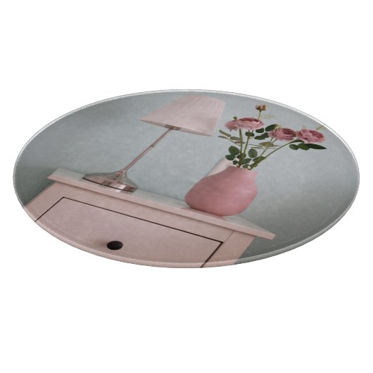Flowers | Pale Pink Roses on Nightstand Snijplank (Hoek)