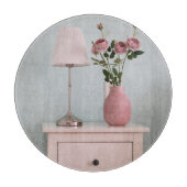 Flowers | Pale Pink Roses on Nightstand Snijplank (Voorkant)