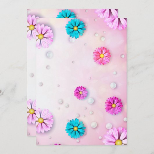 Flowers Patroon 7 Bedankkaart (Voorkant / Achterkant)