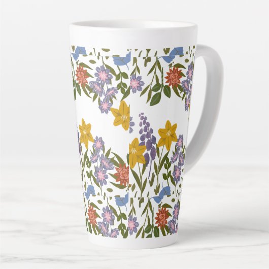 Flowers Patroon Latte Mok (Rechterhoek)