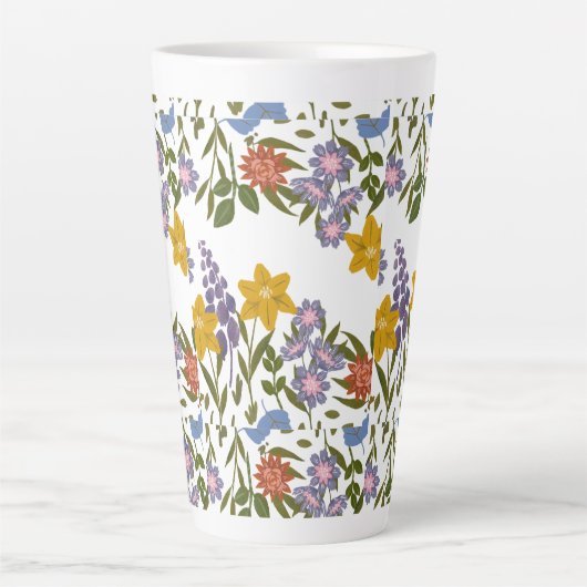 Flowers Patroon Latte Mok (Voorkant)