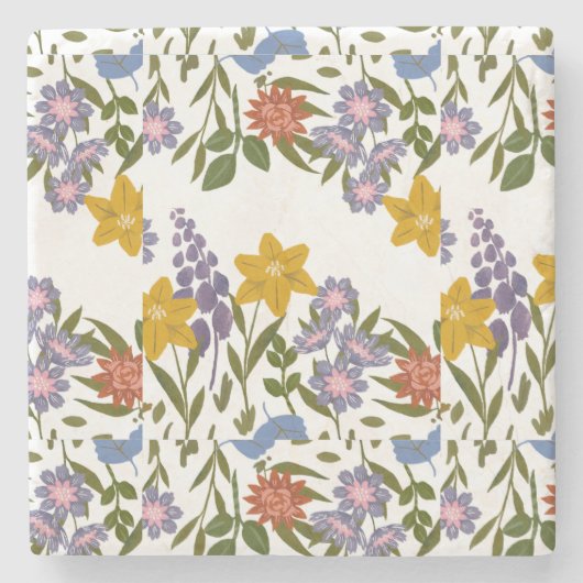 Flowers Patroon Stenen Onderzetter (Voorkant)