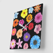 Flowers Patroon Vierkante Klok (Hoek)