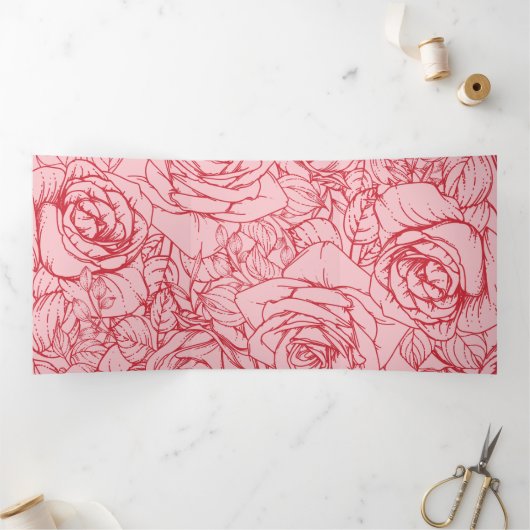 Flowers Pattern 14 Drieluik Wenskaart (Binnen)