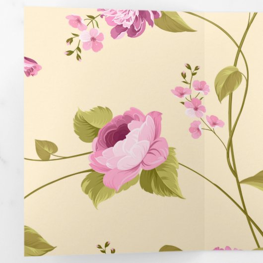 Flowers Pattern 16 Drieluik Wenskaart (Binnenzijde eerst)