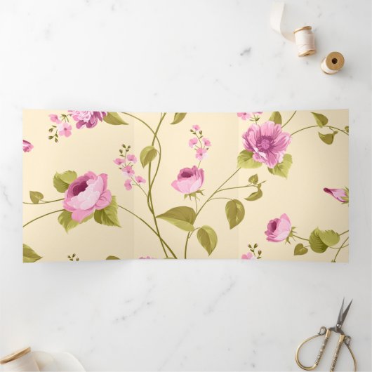 Flowers Pattern 16 Drieluik Wenskaart (Binnen)