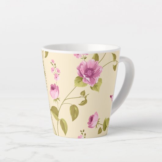 Flowers Pattern 16 Latte Mok (Rechterhoek)