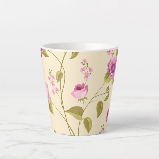 Flowers Pattern 16 Latte Mok (Voorkant)