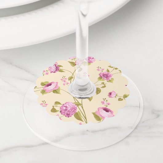 Flowers Pattern 16 Wijnglaslabel (Dichtbij)