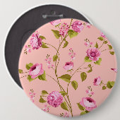 Flowers Pattern 17 Ronde Button 6,0 Cm (Voorkant /achterkant)