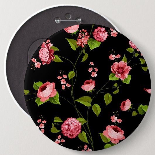 Flowers Pattern 18 Ronde Button 6,0 Cm (Voorkant /achterkant)