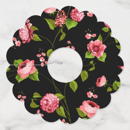 Flowers Pattern 18 Wijnglaslabel (Achterkant)