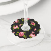 Flowers Pattern 18 Wijnglaslabel (Dichtbij)