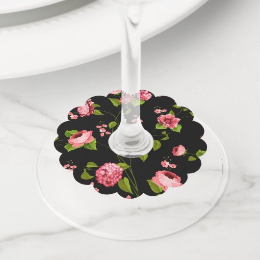 Flowers Pattern 18 Wijnglaslabel (Dichtbij)