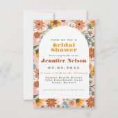 Flowers Pattern Boho 70s Bridal Shower Invitation Kaart (Voorkant)