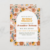 Flowers Pattern Boho 70s Bridal Shower Invitation Kaart (Voorkant / Achterkant)