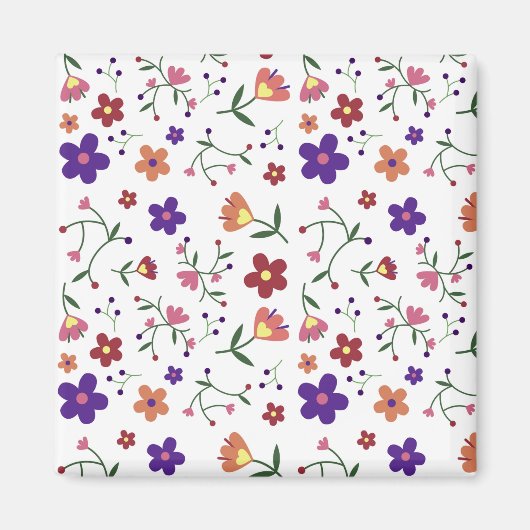 Flowers Pattern Natuur Design Flora Plant Magneet (Voorkant)