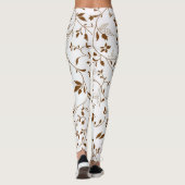 Flowers Pattern White en Brown Leggings (Achterkant)