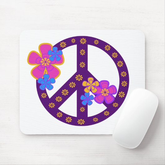 Flowers Peace Symbol Muismat (Met muis)