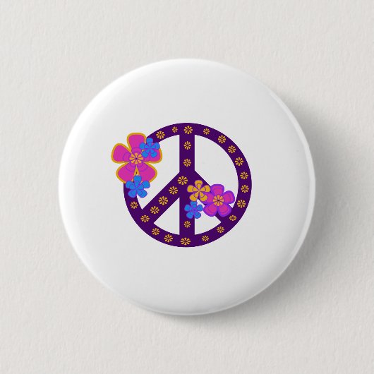 Flowers Peace Symbol Ronde Button 5,7 Cm (Voorkant)