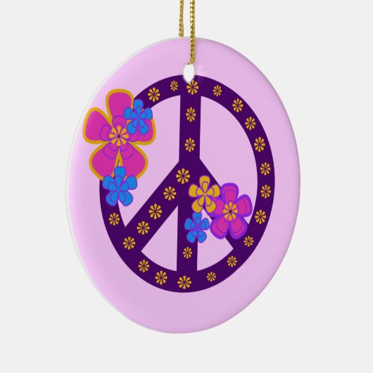 Flowers Peace Symbol T-shirts en cadeaus Keramisch Ornament (Rechts)