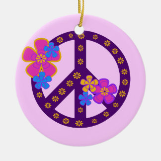 Flowers Peace Symbol T-shirts en cadeaus Keramisch Ornament