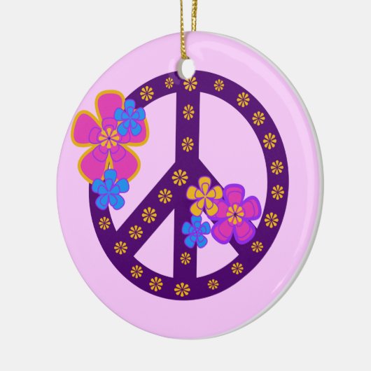 Flowers Peace Symbol T-shirts en cadeaus Keramisch Ornament (Links)