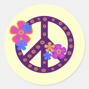 Flowers Peace Symbol T-shirts en cadeaus Ronde Sticker