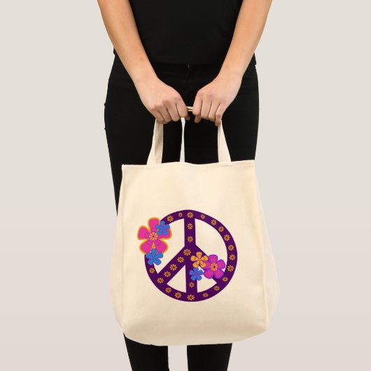 Flowers Peace Symbol T-shirts en cadeaus Tote Bag (Voorkant (product))