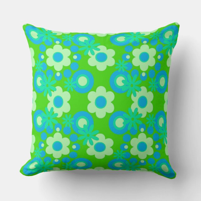 Flowers Pearls Donuts Spearmint Blue Apple Green Kussen (Voorkant)