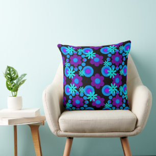 Flowers Pearls Donuts Turquoise Blue Paars Black Kussen