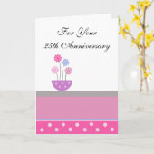 Flowers Personalized 25th Wedding Jubileum Kaart (Gele Bloem)