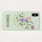 Flowers & Persoonlijke naam Rebecca Case-Mate iPhone Case (Achterkant (horizontaal))