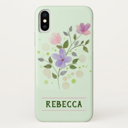 Flowers & Persoonlijke naam Rebecca Case-Mate iPhone Case (Achterkant)