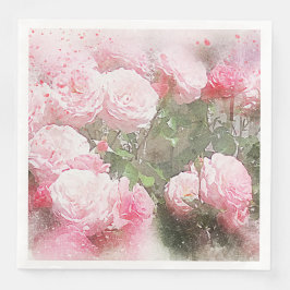 Flowers Pink Cabbage Rozen Paper Dinner Napkins Servet
