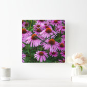 Flowers | Pink Coneflower Garden Vierkante Klok (Huis)
